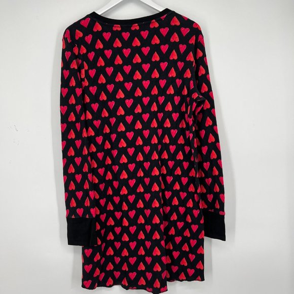 Victoria's Secret Women's Valentines Hearts Thermal Sleepshirt Black Red XL NWT - Picture 3 of 5